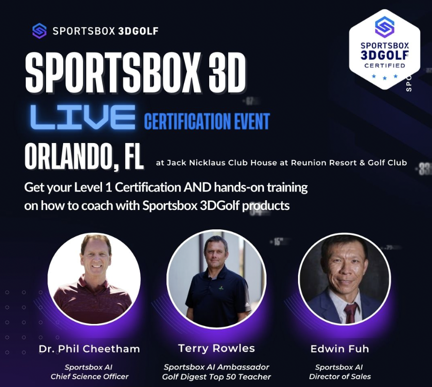 Sportsbox 3DGolf Level 1 LIVE Certification & Practical Training